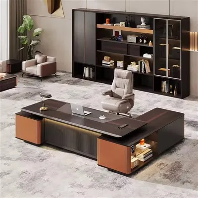 Luxury BossTable με ασορτί δερμάτινη καρέκλα